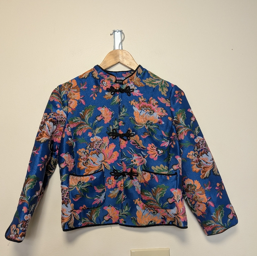 Zara Trafaluc Brocade Floral Jacket | Mandarin Collar | Size S